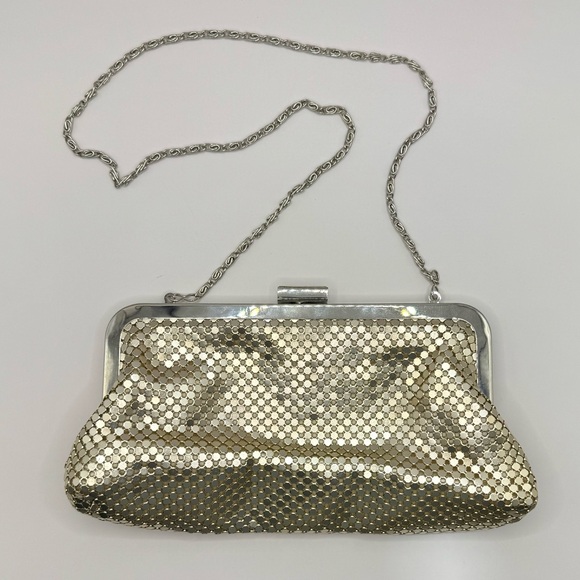 LuLu Townsend Gold Silver Matte Mesh Evening Convertible Clutch Bag Purse - Picture 2 of 10